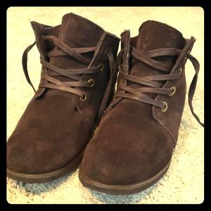 Brown suede ankle boots